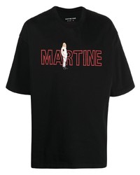 schwarzes bedrucktes T-Shirt mit einem Rundhalsausschnitt von Martine Rose