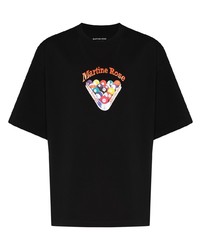 schwarzes bedrucktes T-Shirt mit einem Rundhalsausschnitt von Martine Rose