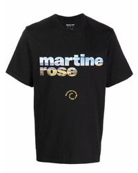 schwarzes bedrucktes T-Shirt mit einem Rundhalsausschnitt von Martine Rose