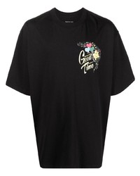 schwarzes bedrucktes T-Shirt mit einem Rundhalsausschnitt von Martine Rose
