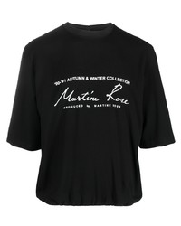 schwarzes bedrucktes T-Shirt mit einem Rundhalsausschnitt von Martine Rose