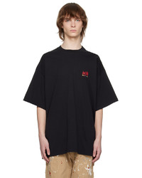 schwarzes bedrucktes T-Shirt mit einem Rundhalsausschnitt von Martine Rose