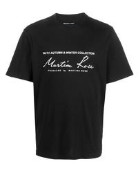 schwarzes bedrucktes T-Shirt mit einem Rundhalsausschnitt von Martine Rose