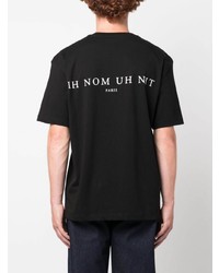 schwarzes bedrucktes T-Shirt mit einem Rundhalsausschnitt von Ih Nom Uh Nit