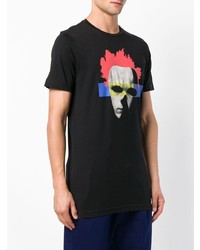 schwarzes bedrucktes T-Shirt mit einem Rundhalsausschnitt von Diesel Black Gold