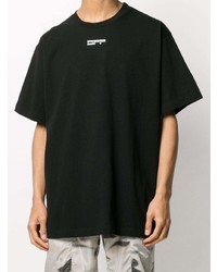 schwarzes bedrucktes T-Shirt mit einem Rundhalsausschnitt von Off-White