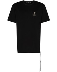 schwarzes bedrucktes T-Shirt mit einem Rundhalsausschnitt von Mastermind Japan