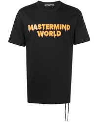 schwarzes bedrucktes T-Shirt mit einem Rundhalsausschnitt von Mastermind Japan