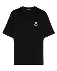 schwarzes bedrucktes T-Shirt mit einem Rundhalsausschnitt von Mastermind Japan