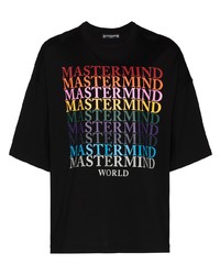 schwarzes bedrucktes T-Shirt mit einem Rundhalsausschnitt von Mastermind Japan