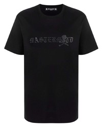 schwarzes bedrucktes T-Shirt mit einem Rundhalsausschnitt von Mastermind Japan