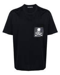 schwarzes bedrucktes T-Shirt mit einem Rundhalsausschnitt von Mastermind Japan