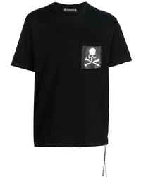 schwarzes bedrucktes T-Shirt mit einem Rundhalsausschnitt von Mastermind Japan