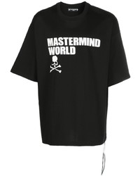 schwarzes bedrucktes T-Shirt mit einem Rundhalsausschnitt von Mastermind Japan