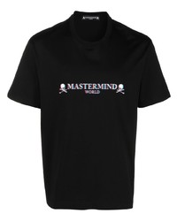 schwarzes bedrucktes T-Shirt mit einem Rundhalsausschnitt von Mastermind Japan