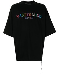 schwarzes bedrucktes T-Shirt mit einem Rundhalsausschnitt von Mastermind World