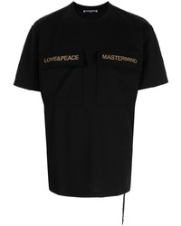 schwarzes bedrucktes T-Shirt mit einem Rundhalsausschnitt von Mastermind World