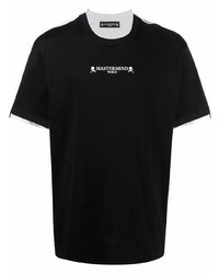 schwarzes bedrucktes T-Shirt mit einem Rundhalsausschnitt von Mastermind World
