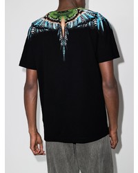 schwarzes bedrucktes T-Shirt mit einem Rundhalsausschnitt von Marcelo Burlon County of Milan