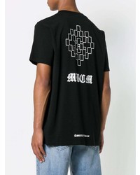 schwarzes bedrucktes T-Shirt mit einem Rundhalsausschnitt von Marcelo Burlon County of Milan