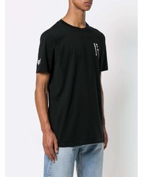 schwarzes bedrucktes T-Shirt mit einem Rundhalsausschnitt von Marcelo Burlon County of Milan