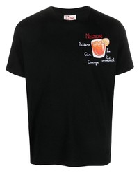 schwarzes bedrucktes T-Shirt mit einem Rundhalsausschnitt von MC2 Saint Barth