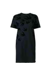 schwarzes bedrucktes T-Shirt mit einem Rundhalsausschnitt von McQ Alexander McQueen