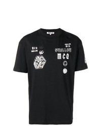 schwarzes bedrucktes T-Shirt mit einem Rundhalsausschnitt von McQ Alexander McQueen