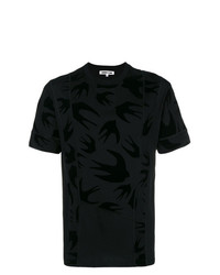 schwarzes bedrucktes T-Shirt mit einem Rundhalsausschnitt von McQ Alexander McQueen