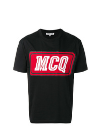 schwarzes bedrucktes T-Shirt mit einem Rundhalsausschnitt von McQ Alexander McQueen