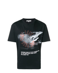 schwarzes bedrucktes T-Shirt mit einem Rundhalsausschnitt von McQ Alexander McQueen