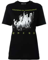 schwarzes bedrucktes T-Shirt mit einem Rundhalsausschnitt von MCQ