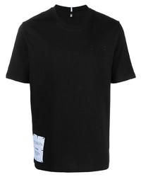 schwarzes bedrucktes T-Shirt mit einem Rundhalsausschnitt von McQ Swallow