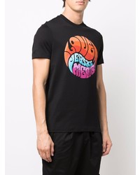 schwarzes bedrucktes T-Shirt mit einem Rundhalsausschnitt von Versace