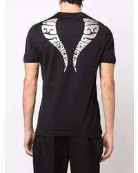 schwarzes bedrucktes T-Shirt mit einem Rundhalsausschnitt von Versace