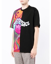 schwarzes bedrucktes T-Shirt mit einem Rundhalsausschnitt von Versace