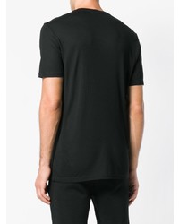 schwarzes bedrucktes T-Shirt mit einem Rundhalsausschnitt von Versace