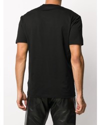 schwarzes bedrucktes T-Shirt mit einem Rundhalsausschnitt von Versace