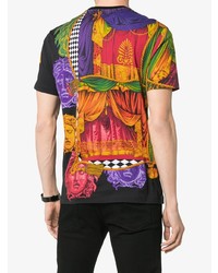 schwarzes bedrucktes T-Shirt mit einem Rundhalsausschnitt von Versace