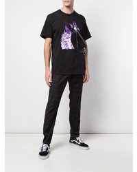 schwarzes bedrucktes T-Shirt mit einem Rundhalsausschnitt von Supreme