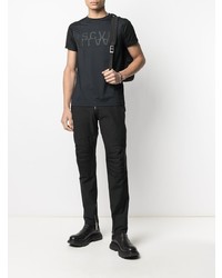 schwarzes bedrucktes T-Shirt mit einem Rundhalsausschnitt von Just Cavalli