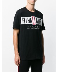 schwarzes bedrucktes T-Shirt mit einem Rundhalsausschnitt von Diesel