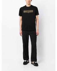 schwarzes bedrucktes T-Shirt mit einem Rundhalsausschnitt von Armani Exchange