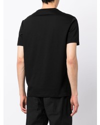 schwarzes bedrucktes T-Shirt mit einem Rundhalsausschnitt von Armani Exchange