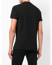 schwarzes bedrucktes T-Shirt mit einem Rundhalsausschnitt von Versace Jeans