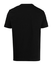 schwarzes bedrucktes T-Shirt mit einem Rundhalsausschnitt von Ea7 Emporio Armani