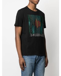 schwarzes bedrucktes T-Shirt mit einem Rundhalsausschnitt von Just Cavalli