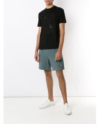 schwarzes bedrucktes T-Shirt mit einem Rundhalsausschnitt von Armani Exchange