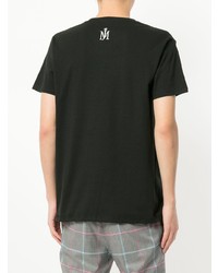 schwarzes bedrucktes T-Shirt mit einem Rundhalsausschnitt von Loveless