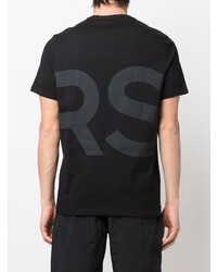 schwarzes bedrucktes T-Shirt mit einem Rundhalsausschnitt von Michael Kors